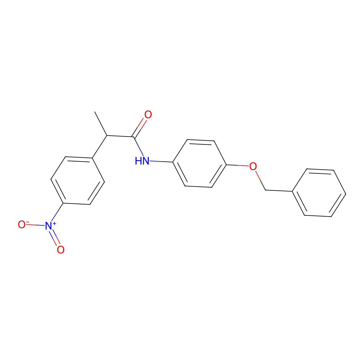 2-(4-nitrophenyl)-N-(4-phenylmethoxyphenyl)propanamide molecular structure, CAS 694455-85-1
