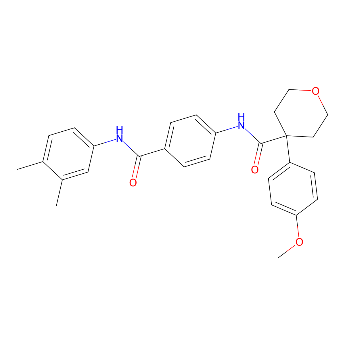 N-[4-[(3,4-dimethylphenyl)carbamoyl]phenyl]-4-(4-methoxyphenyl)oxane-4-carboxamide molecular structure, CAS 694456-07-0