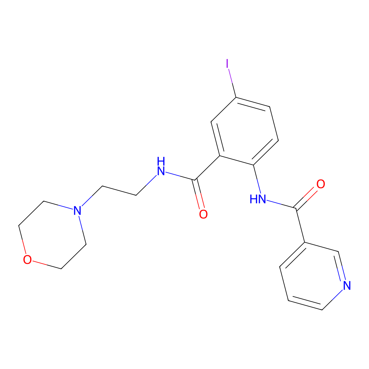 N-[4-iodo-2-(2-morpholin-4-ylethylcarbamoyl)phenyl]pyridine-3-carboxamide molecular structure, CAS 694456-60-5