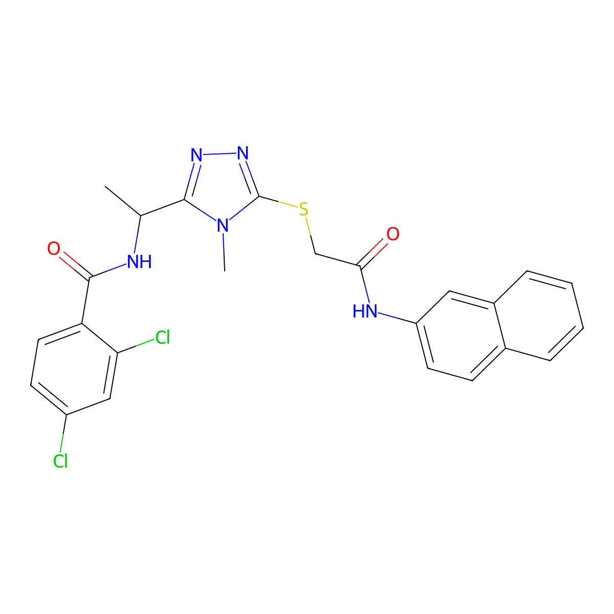 2,4-dichloro-N-[1-(4-methyl-5-{[2-(naphthalen-2-ylamino)-2-oxoethyl]sulfanyl}-4H-1,2,4-triazol-3-yl)ethyl]benzamide molecular structure, CAS 694456-66-1