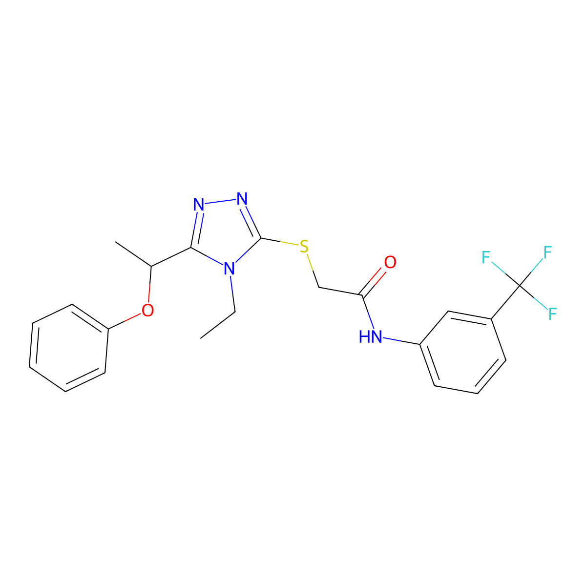 2-[[4-ethyl-5-(1-phenoxyethyl)-1,2,4-triazol-3-yl]sulfanyl]-N-[3-(trifluoromethyl)phenyl]acetamide molecular structure, CAS 694456-73-0