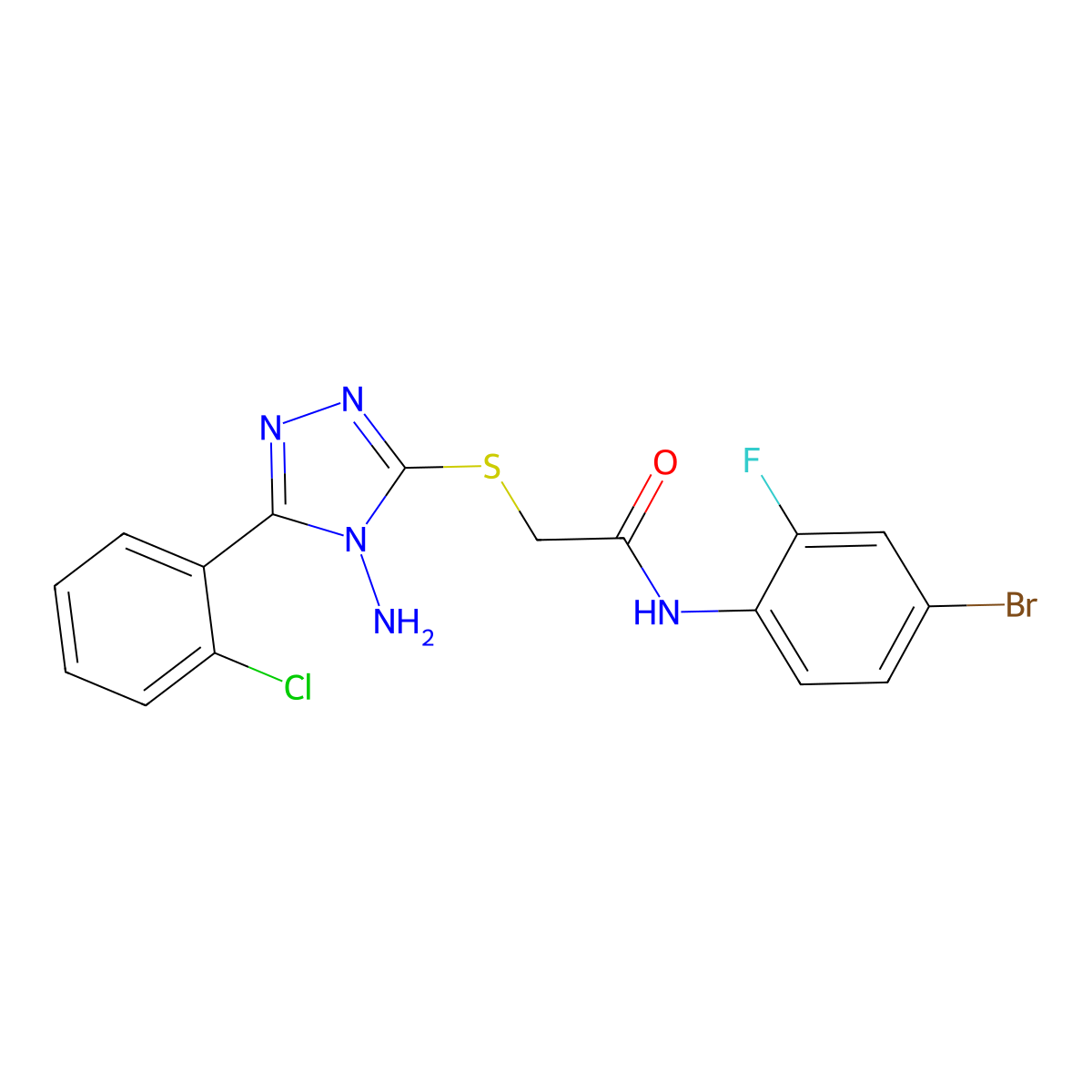 2-[[4-amino-5-(2-chlorophenyl)-1,2,4-triazol-3-yl]sulfanyl]-N-(4-bromo-2-fluorophenyl)acetamide molecular structure, CAS 694456-74-1
