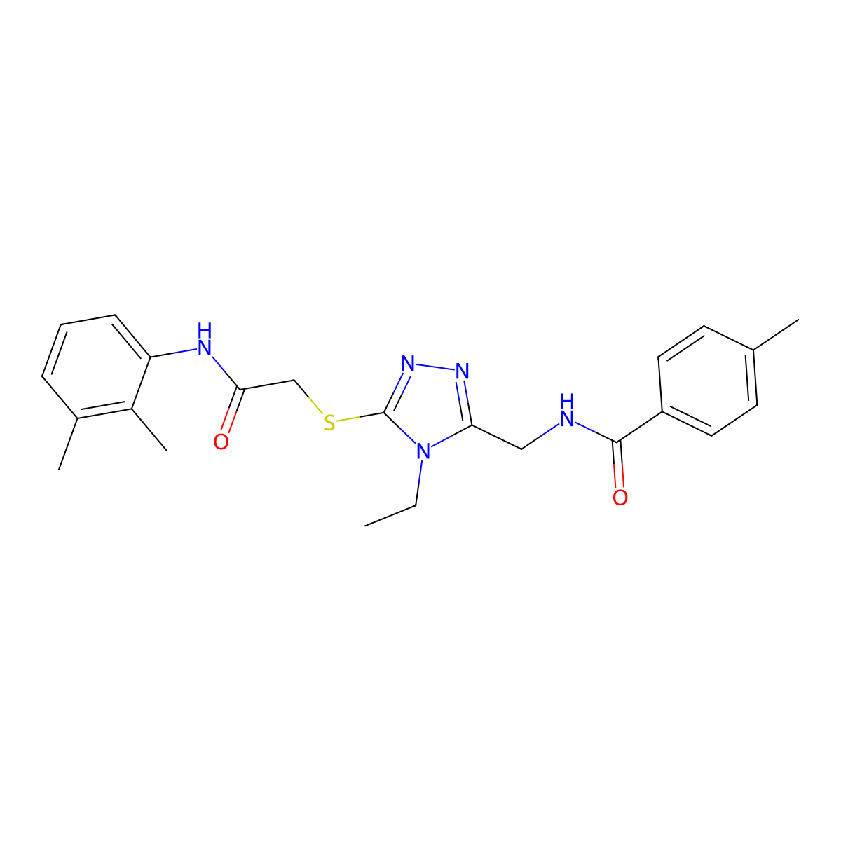 N-[[5-[2-(2,3-dimethylanilino)-2-oxoethyl]sulfanyl-4-ethyl-1,2,4-triazol-3-yl]methyl]-4-methylbenzamide molecular structure, CAS 694456-85-4