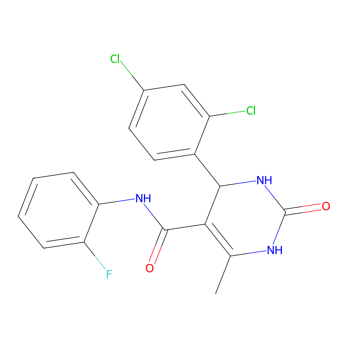 4-(2,4-dichlorophenyl)-N-(2-fluorophenyl)-6-methyl-2-oxo-1,2,3,4-tetrahydropyrimidine-5-carboxamide molecular structure, CAS 694456-97-8