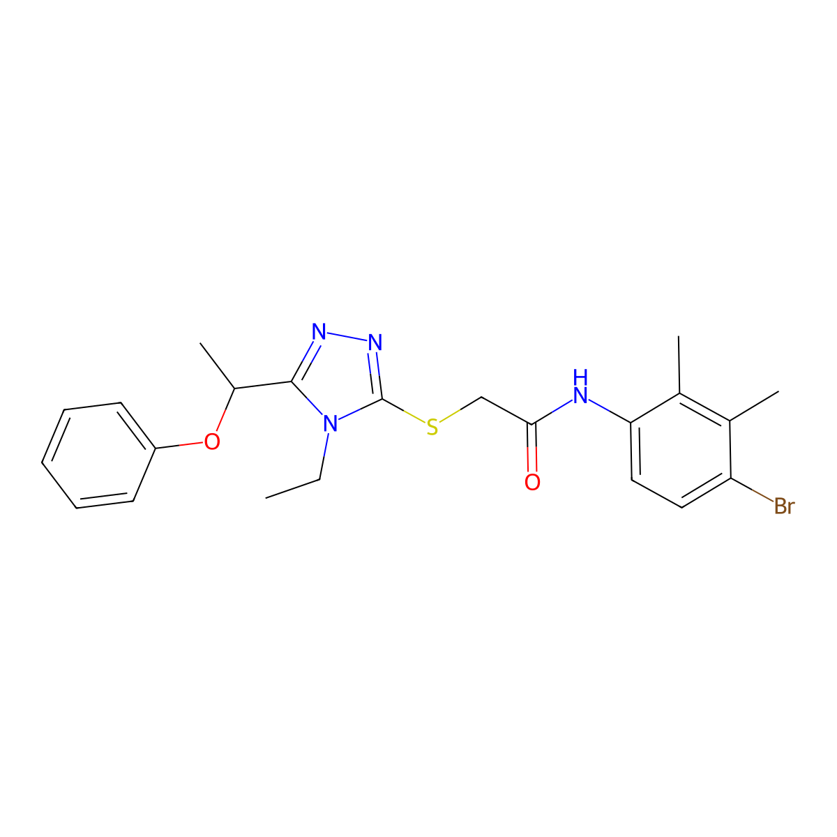 N-(4-bromo-2,3-dimethylphenyl)-2-[[4-ethyl-5-(1-phenoxyethyl)-1,2,4-triazol-3-yl]sulfanyl]acetamide molecular structure, CAS 694457-28-8