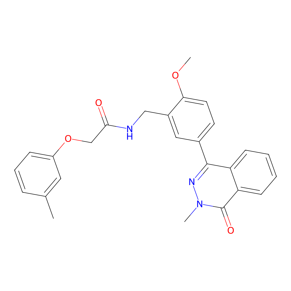 N-[[2-methoxy-5-(3-methyl-4-oxophthalazin-1-yl)phenyl]methyl]-2-(3-methylphenoxy)acetamide molecular structure, CAS 694457-56-2
