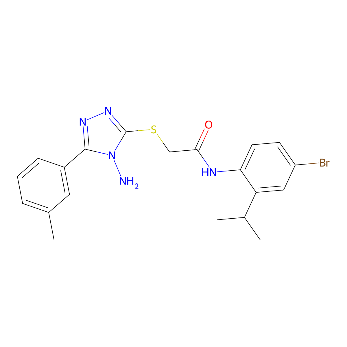 2-[[4-amino-5-(3-methylphenyl)-1,2,4-triazol-3-yl]sulfanyl]-N-(4-bromo-2-propan-2-ylphenyl)acetamide molecular structure, CAS 694457-94-8