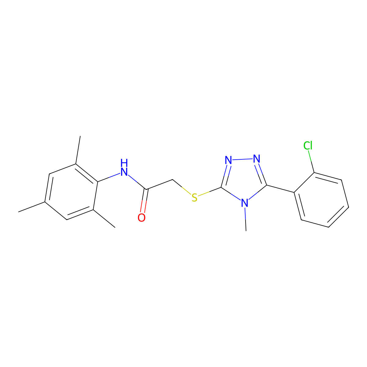 2-[[5-(2-chlorophenyl)-4-methyl-1,2,4-triazol-3-yl]sulfanyl]-N-(2,4,6-trimethylphenyl)acetamide molecular structure, CAS 694457-99-3