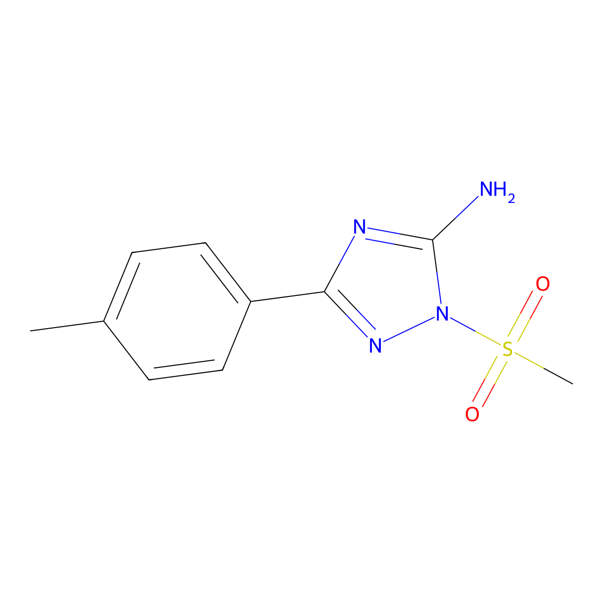 3-(4-methylphenyl)-1-(methylsulfonyl)-1H-1,2,4-triazol-5-ylamine molecular structure, CAS 694458-12-3