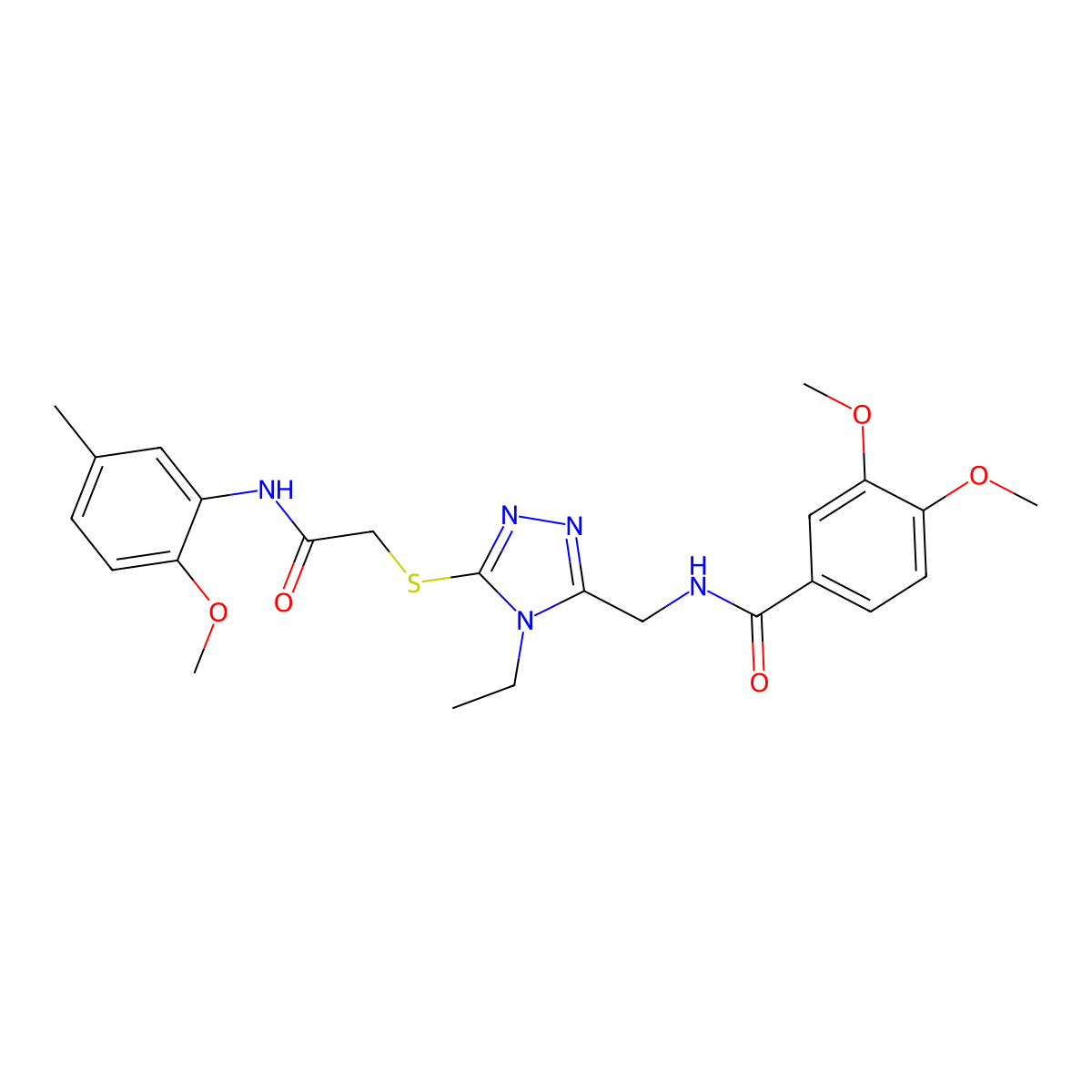 N-[[4-ethyl-5-[2-(2-methoxy-5-methylanilino)-2-oxoethyl]sulfanyl-1,2,4-triazol-3-yl]methyl]-3,4-dimethoxybenzamide molecular structure, CAS 694458-16-7
