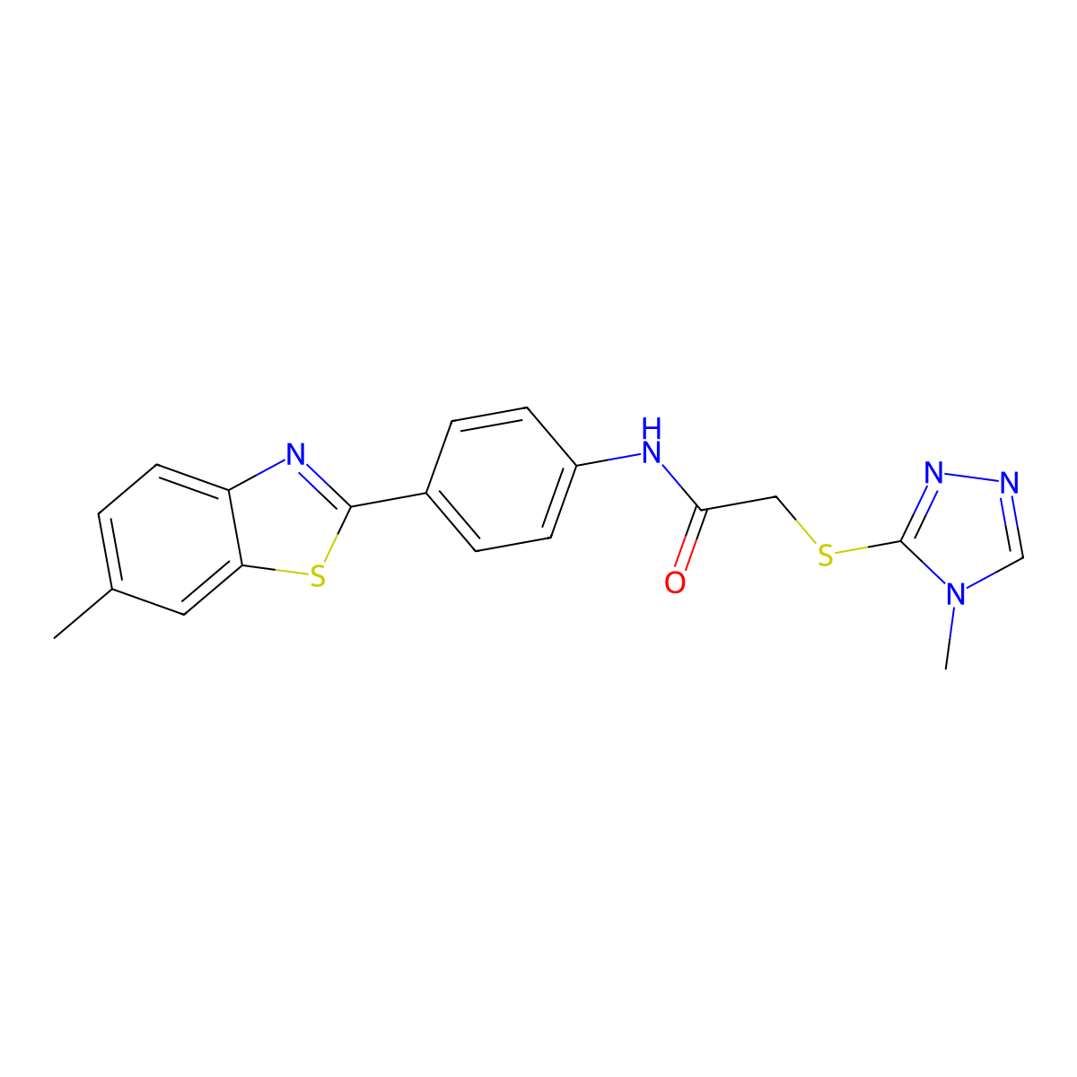 N-[4-(6-methyl-1,3-benzothiazol-2-yl)phenyl]-2-[(4-methyl-1,2,4-triazol-3-yl)sulfanyl]acetamide molecular structure, CAS 694458-26-9