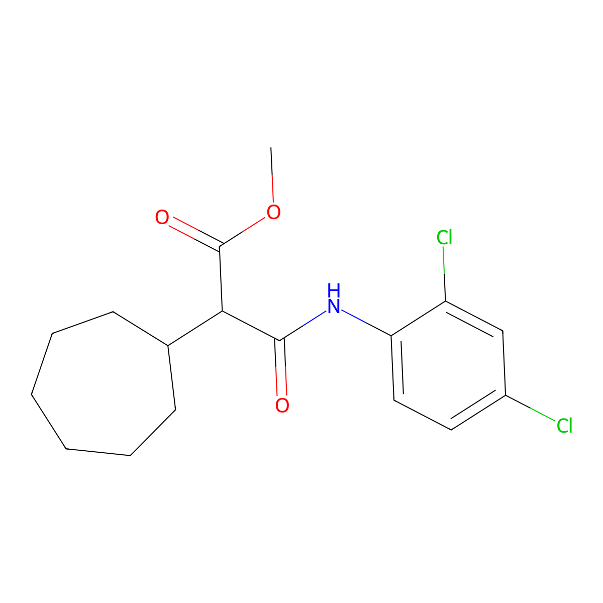 Methyl 2-cycloheptyl-3-[(2,4-dichlorophenyl)amino]-3-oxopropanoate molecular structure, CAS 694458-41-8
