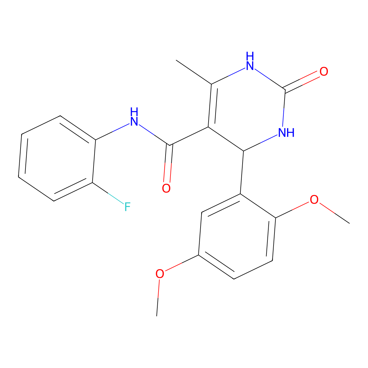 4-(2,5-dimethoxyphenyl)-N-(2-fluorophenyl)-6-methyl-2-oxo-1,2,3,4-tetrahydropyrimidine-5-carboxamide molecular structure, CAS 694460-21-4