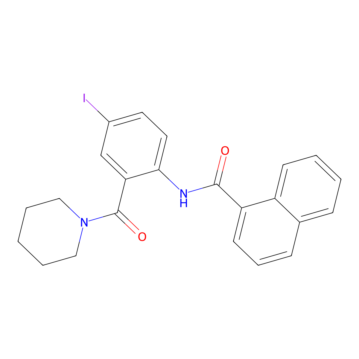 N-[4-iodo-2-(piperidine-1-carbonyl)phenyl]naphthalene-1-carboxamide molecular structure, CAS 694460-23-6