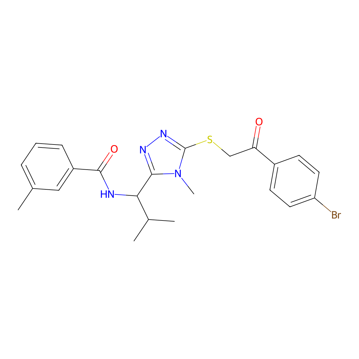 N-[1-[5-[2-(4-bromophenyl)-2-oxoethyl]sulfanyl-4-methyl-1,2,4-triazol-3-yl]-2-methylpropyl]-3-methylbenzamide molecular structure, CAS 694460-28-1