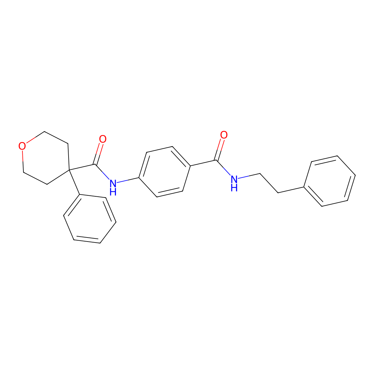4-phenyl-N-{4-[(2-phenylethyl)carbamoyl]phenyl}tetrahydro-2H-pyran-4-carboxamide molecular structure, CAS 694460-34-9