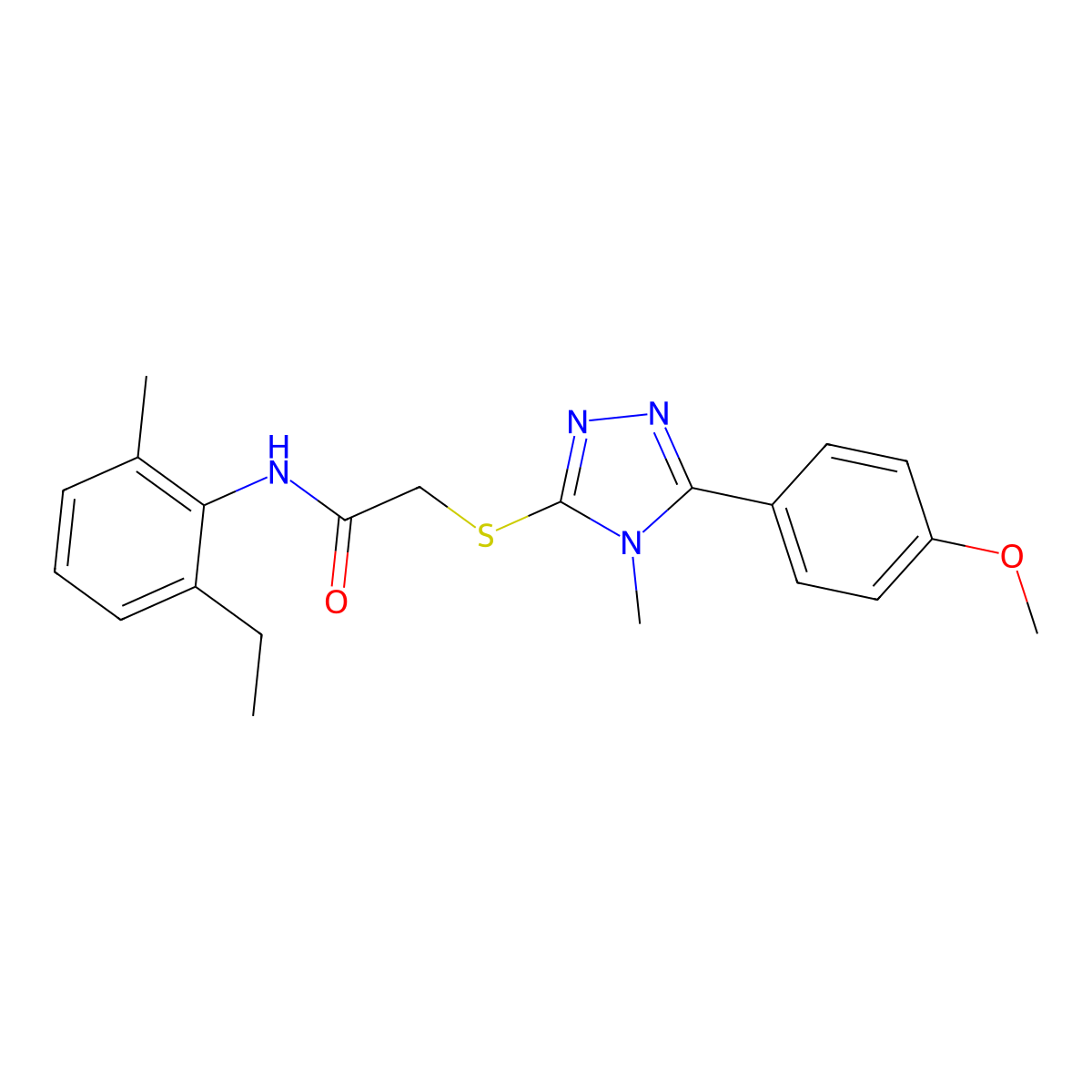 N-(2-ethyl-6-methylphenyl)-2-{[5-(4-methoxyphenyl)-4-methyl-4H-1,2,4-triazol-3-yl]sulfanyl}acetamide molecular structure, CAS 694460-48-5