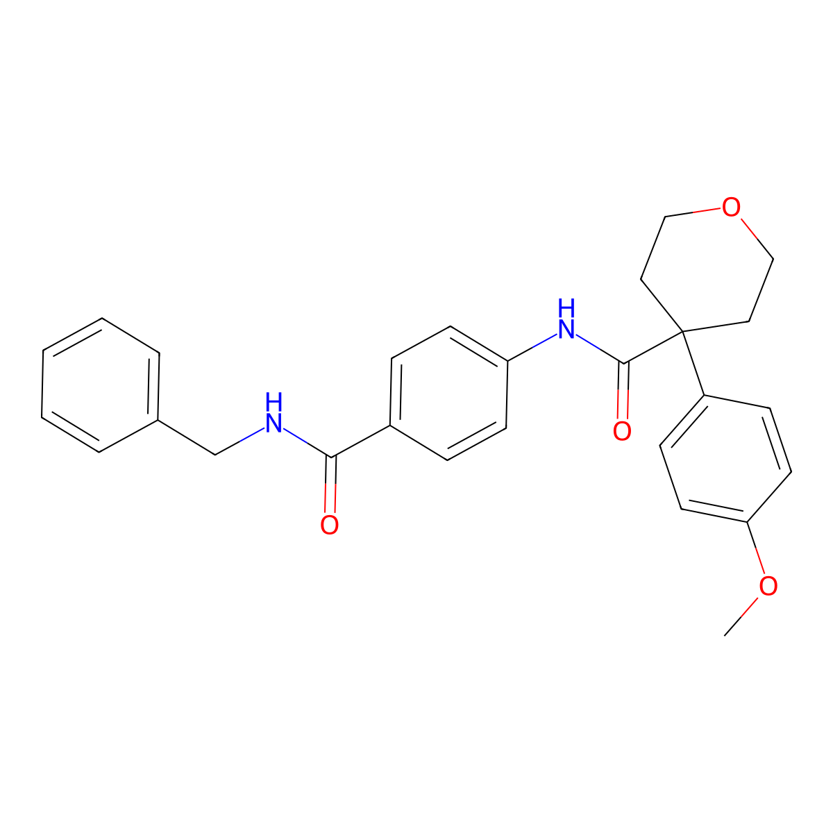 N-[4-(benzylcarbamoyl)phenyl]-4-(4-methoxyphenyl)oxane-4-carboxamide molecular structure, CAS 694460-78-1