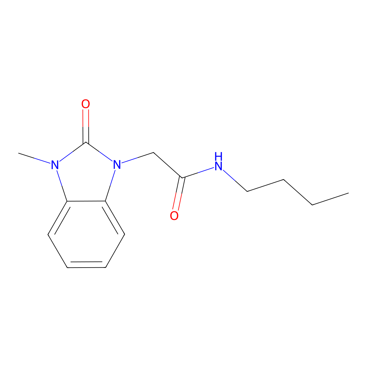 N-butyl-2-(3-methyl-2-oxobenzimidazol-1-yl)acetamide molecular structure, CAS 694460-81-6