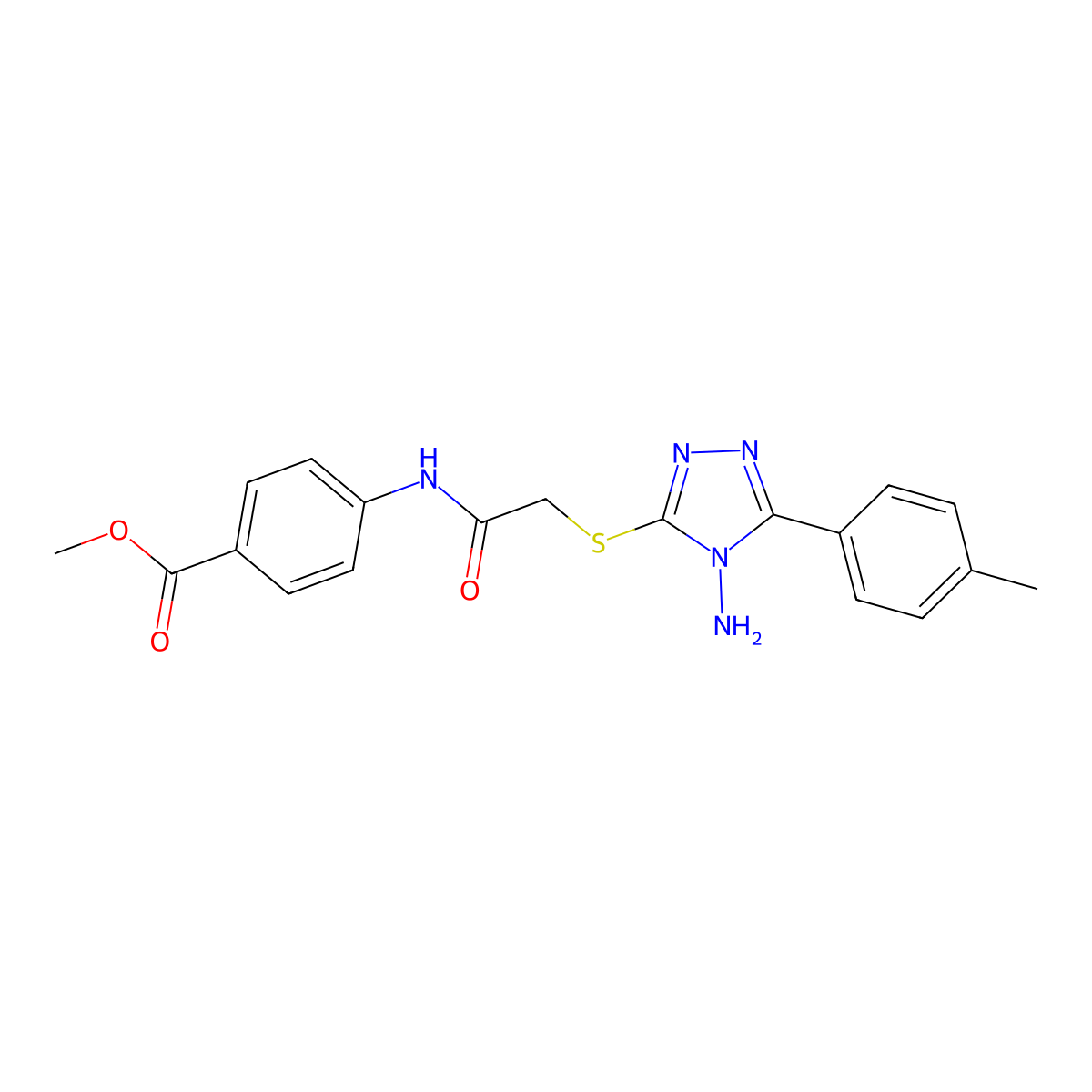 methyl 4-[({[4-amino-5-(4-methylphenyl)-4H-1,2,4-triazol-3-yl]sulfanyl}acetyl)amino]benzoate molecular structure, CAS 694460-84-9