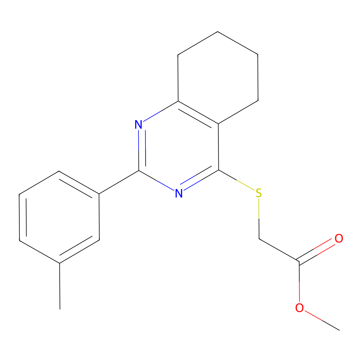 Methyl 2-{[2-(3-methylphenyl)-5,6,7,8-tetrahydroquinazolin-4-YL]sulfanyl}acetate molecular structure, CAS 694460-85-0