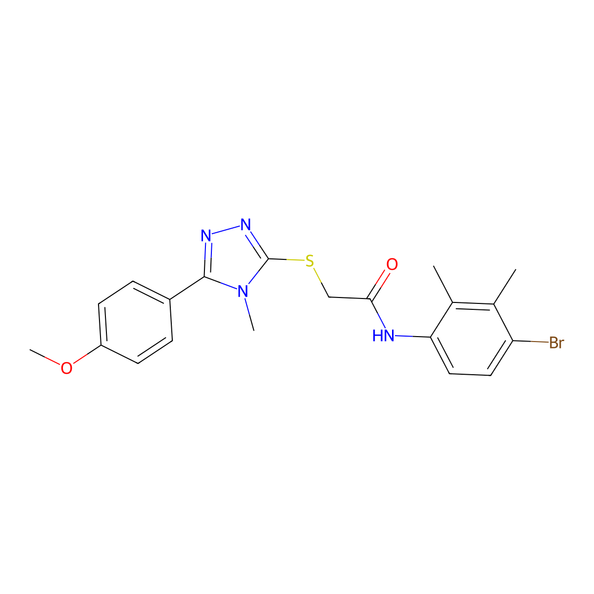 N-(4-bromo-2,3-dimethylphenyl)-2-[[5-(4-methoxyphenyl)-4-methyl-1,2,4-triazol-3-yl]sulfanyl]acetamide molecular structure, CAS 694460-89-4