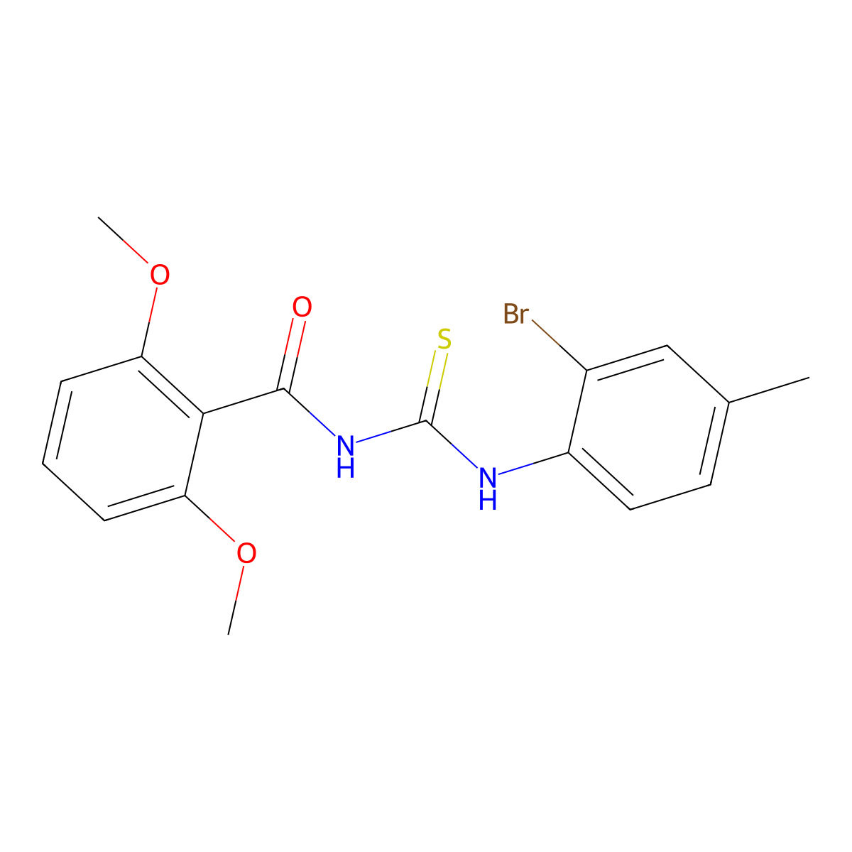 N-[(2-bromo-4-methylphenyl)carbamothioyl]-2,6-dimethoxybenzamide molecular structure, CAS 694460-96-3