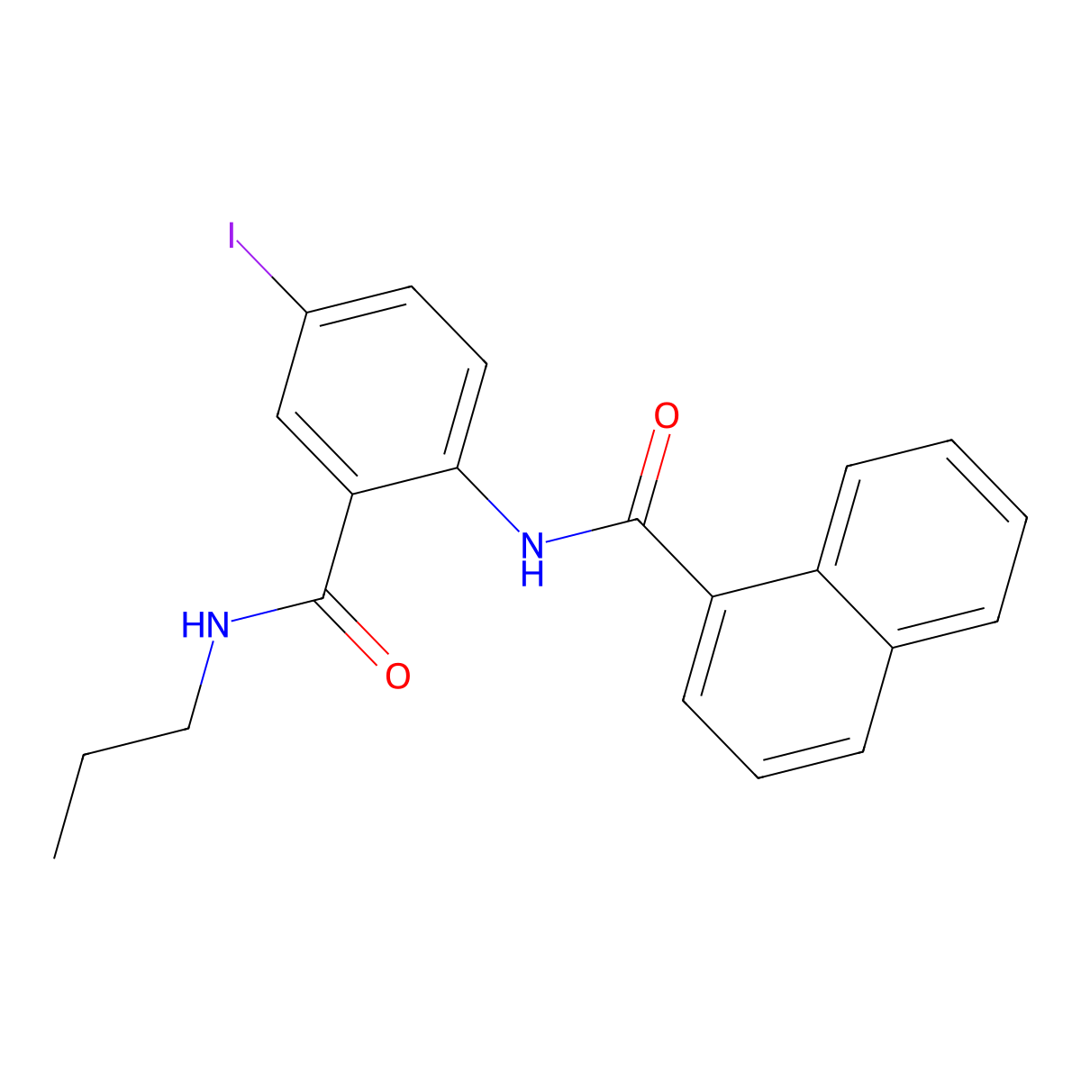 N-[4-iodo-2-(propylcarbamoyl)phenyl]naphthalene-1-carboxamide molecular structure, CAS 694461-06-8