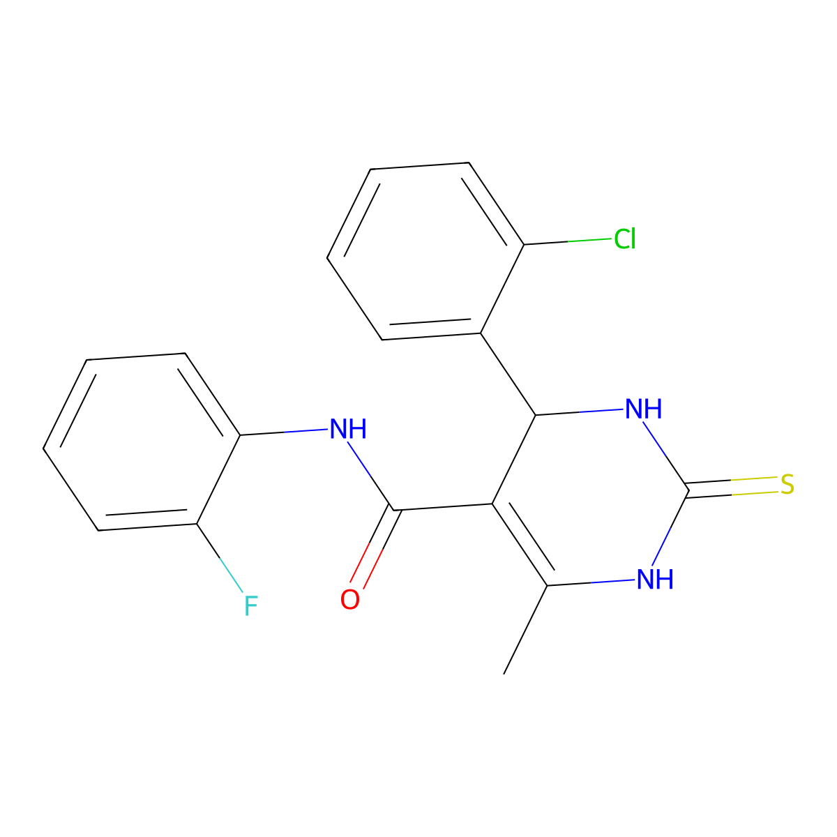4-(2-chlorophenyl)-N-(2-fluorophenyl)-6-methyl-2-sulfanylidene-3,4-dihydro-1H-pyrimidine-5-carboxamide molecular structure, CAS 694461-08-0