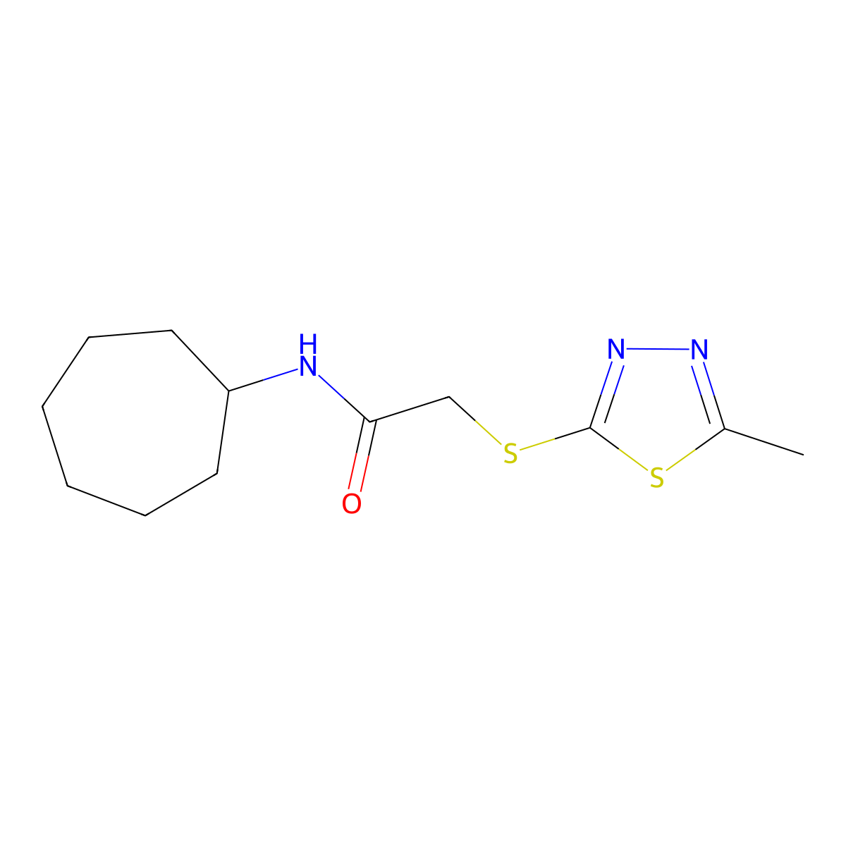 N-cycloheptyl-2-[(5-methyl-1,3,4-thiadiazol-2-yl)sulfanyl]acetamide molecular structure, CAS 694461-11-5