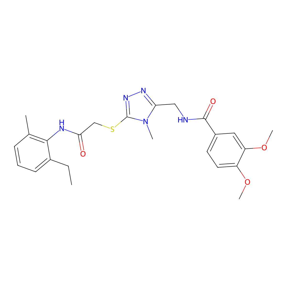 N-[[5-[2-(2-ethyl-6-methylanilino)-2-oxoethyl]sulfanyl-4-methyl-1,2,4-triazol-3-yl]methyl]-3,4-dimethoxybenzamide molecular structure, CAS 694461-16-0