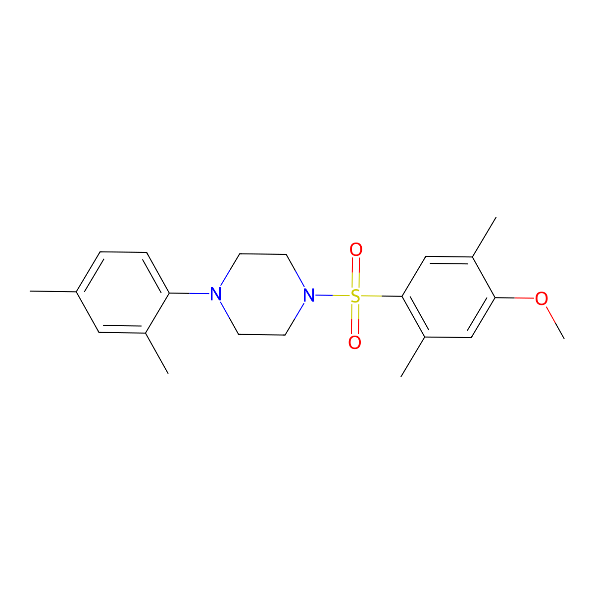 1-(2,4-Dimethylphenyl)-4-((4-methoxy-2,5-dimethylphenyl)sulfonyl)piperazine molecular structure, CAS 694461-21-7