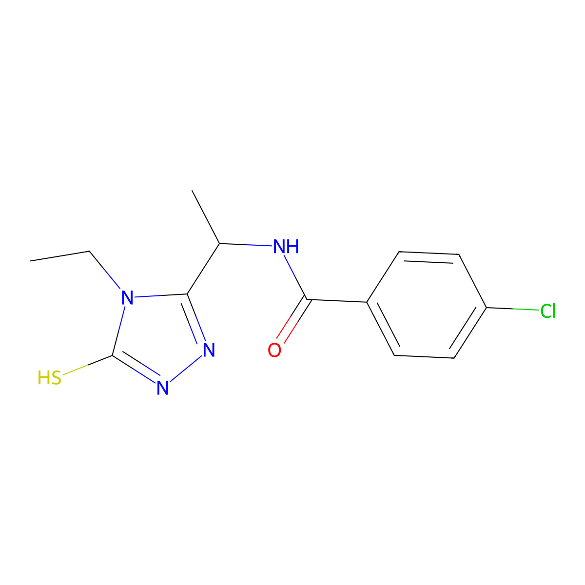 4-chloro-N-[1-(4-ethyl-5-sulfanyl-4H-1,2,4-triazol-3-yl)ethyl]benzamide molecular structure, CAS 694461-22-8