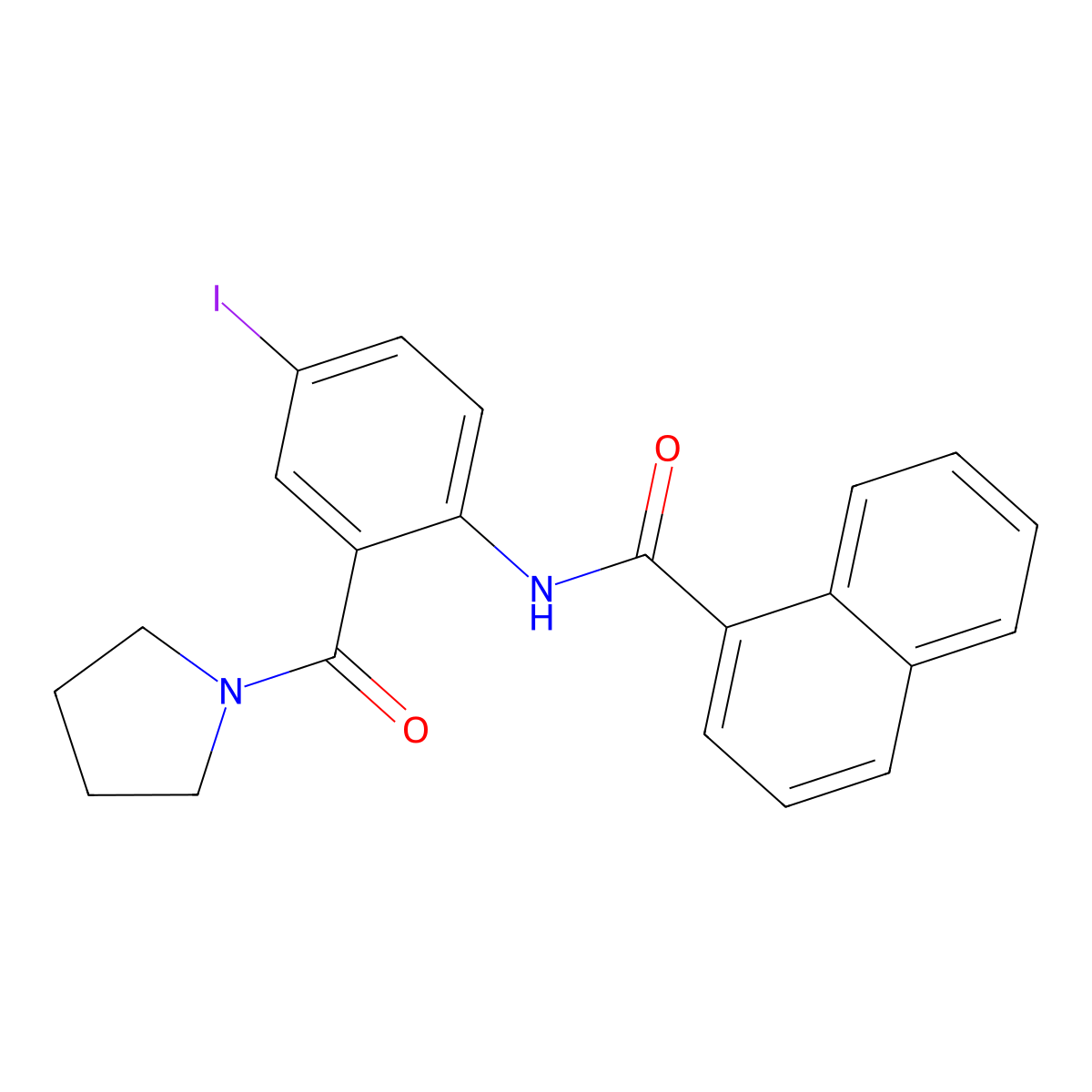 N-[4-iodo-2-(pyrrolidine-1-carbonyl)phenyl]naphthalene-1-carboxamide molecular structure, CAS 694461-48-8