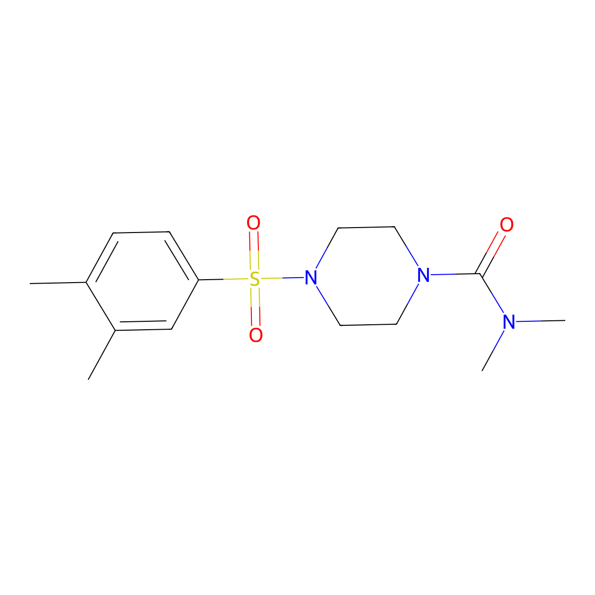 4-(3,4-dimethylphenyl)sulfonyl-N,N-dimethylpiperazine-1-carboxamide molecular structure, CAS 694461-55-7