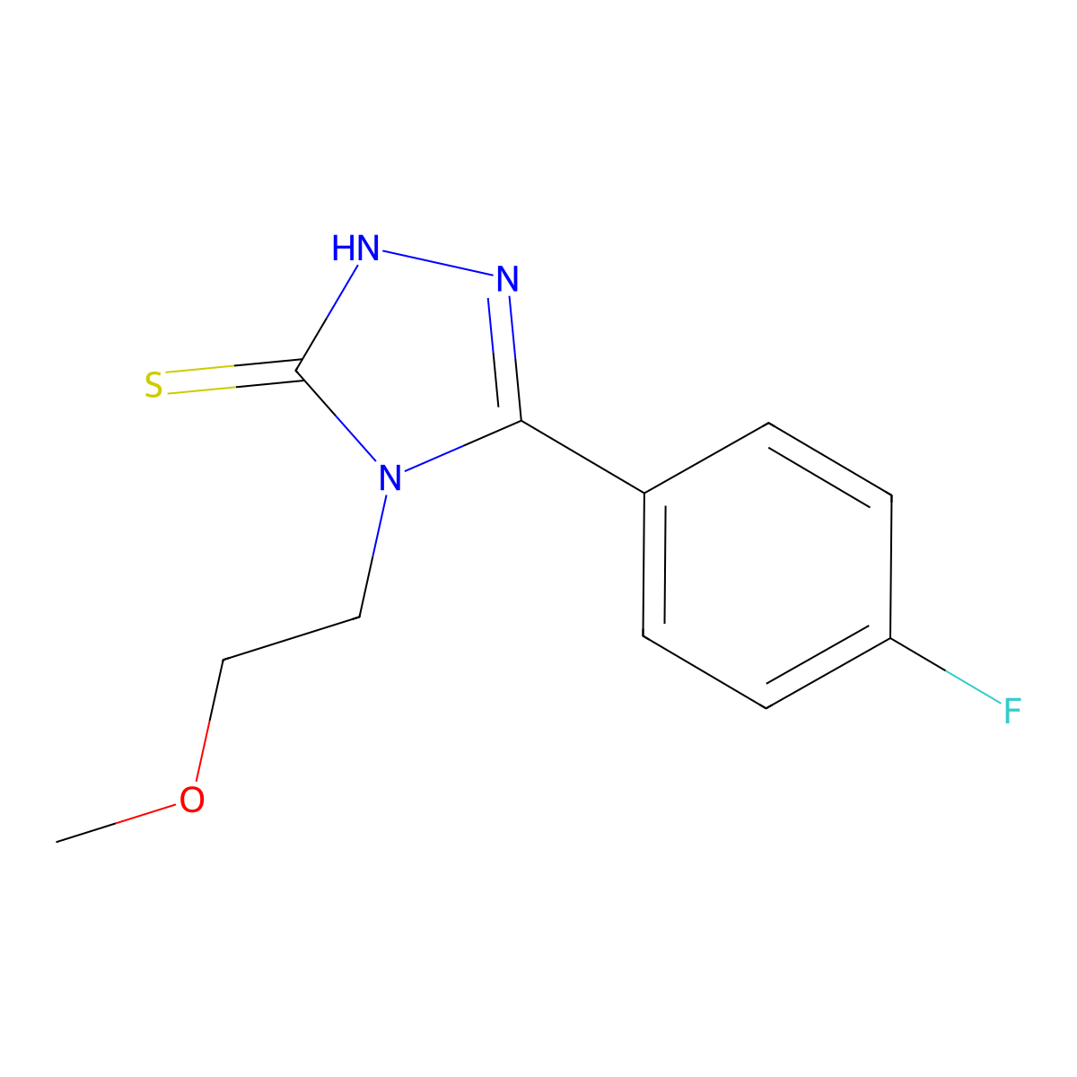 3-(4-fluorophenyl)-4-(2-methoxyethyl)-1H-1,2,4-triazole-5(4H)-thione molecular structure, CAS 694461-58-0