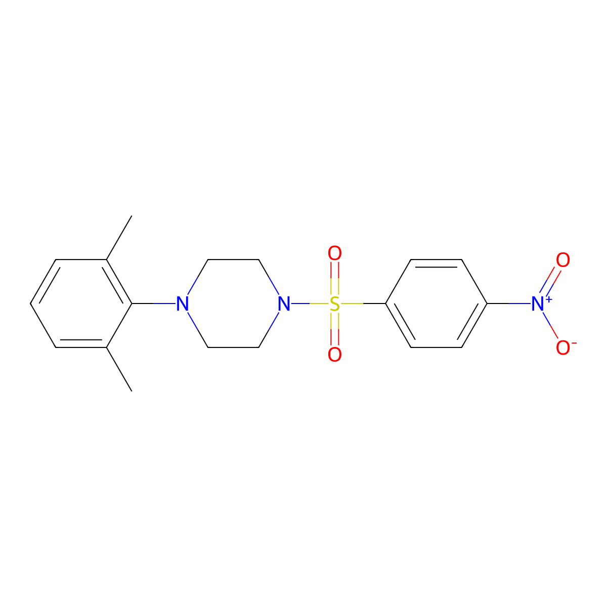 1-(2,6-Dimethylphenyl)-4-(4-nitrophenyl)sulfonylpiperazine molecular structure, CAS 694461-60-4