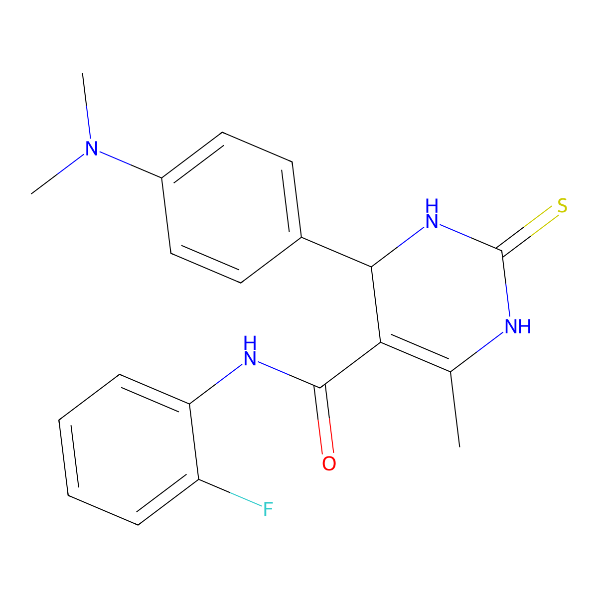 4-(4-(dimethylamino)phenyl)-N-(2-fluorophenyl)-6-methyl-2-thioxo-1,2,3,4-tetrahydropyrimidine-5-carboxamide molecular structure, CAS 694461-73-9
