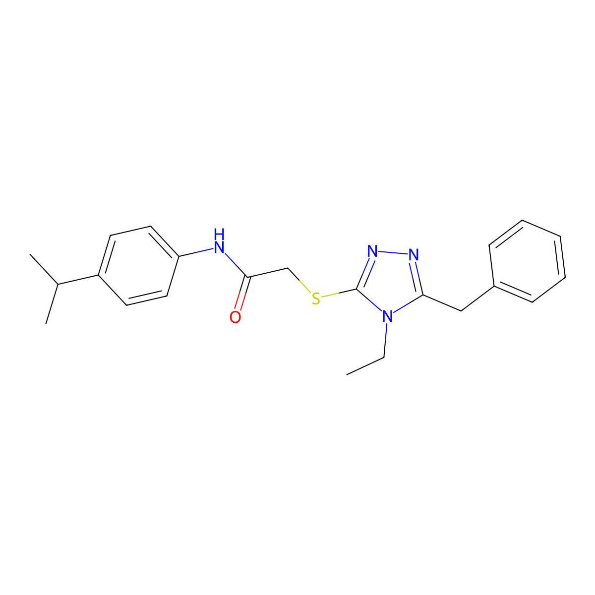 2-[(5-benzyl-4-ethyl-1,2,4-triazol-3-yl)sulfanyl]-N-(4-propan-2-ylphenyl)acetamide molecular structure, CAS 694461-78-4