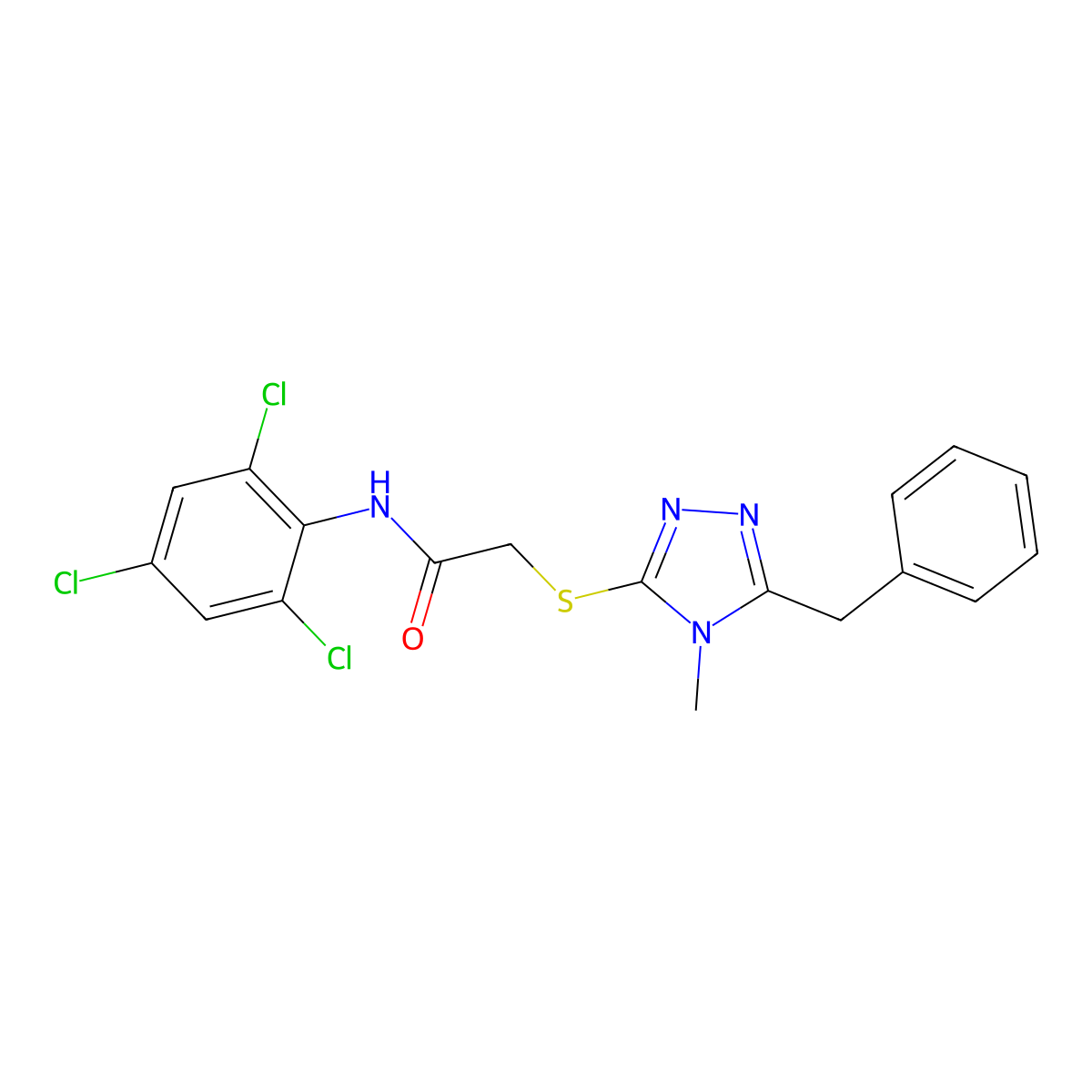 2-[(5-benzyl-4-methyl-1,2,4-triazol-3-yl)sulfanyl]-N-(2,4,6-trichlorophenyl)acetamide molecular structure, CAS 694462-03-8
