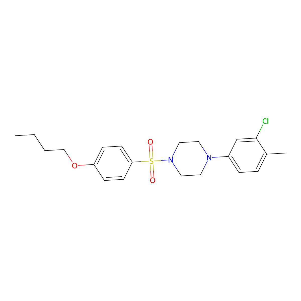 1-(4-Butoxybenzenesulfonyl)-4-(3-chloro-4-methylphenyl)piperazine molecular structure, CAS 694462-08-3