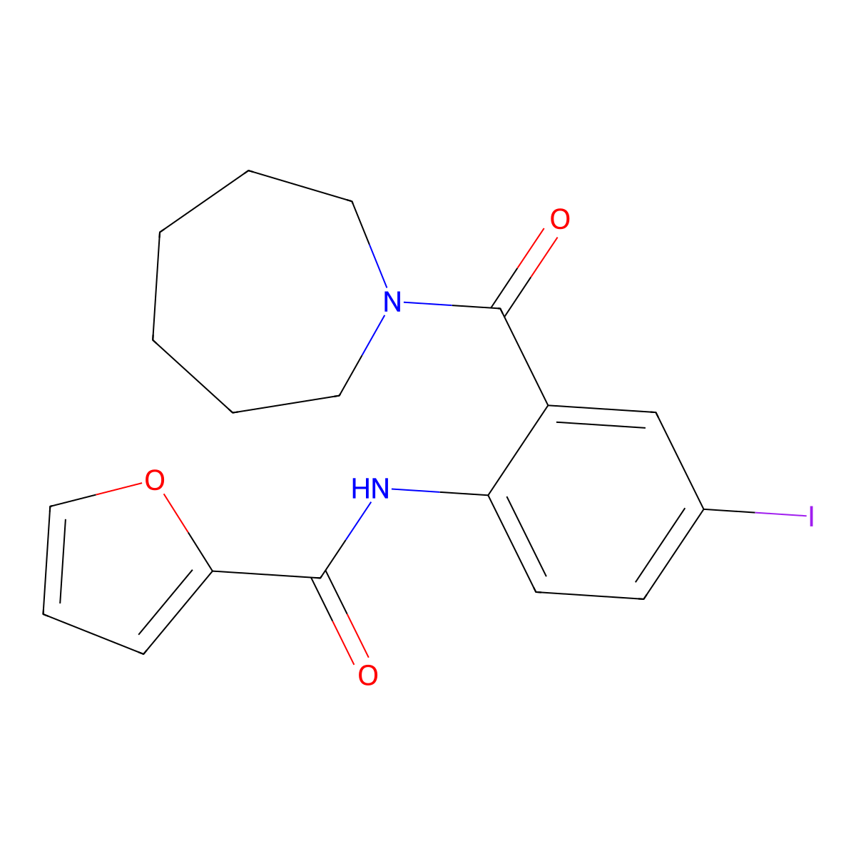 N-[2-(1-azepanylcarbonyl)-4-iodophenyl]-2-furamide molecular structure, CAS 694462-13-0