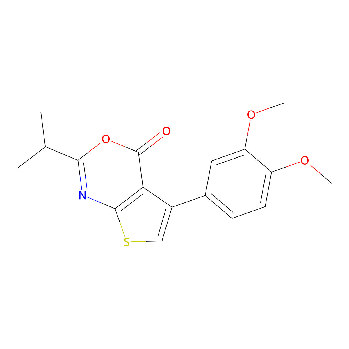 5-(3,4-dimethoxyphenyl)-2-isopropyl-4H-thieno[2,3-d][1,3]oxazin-4-one molecular structure, CAS 694462-33-4