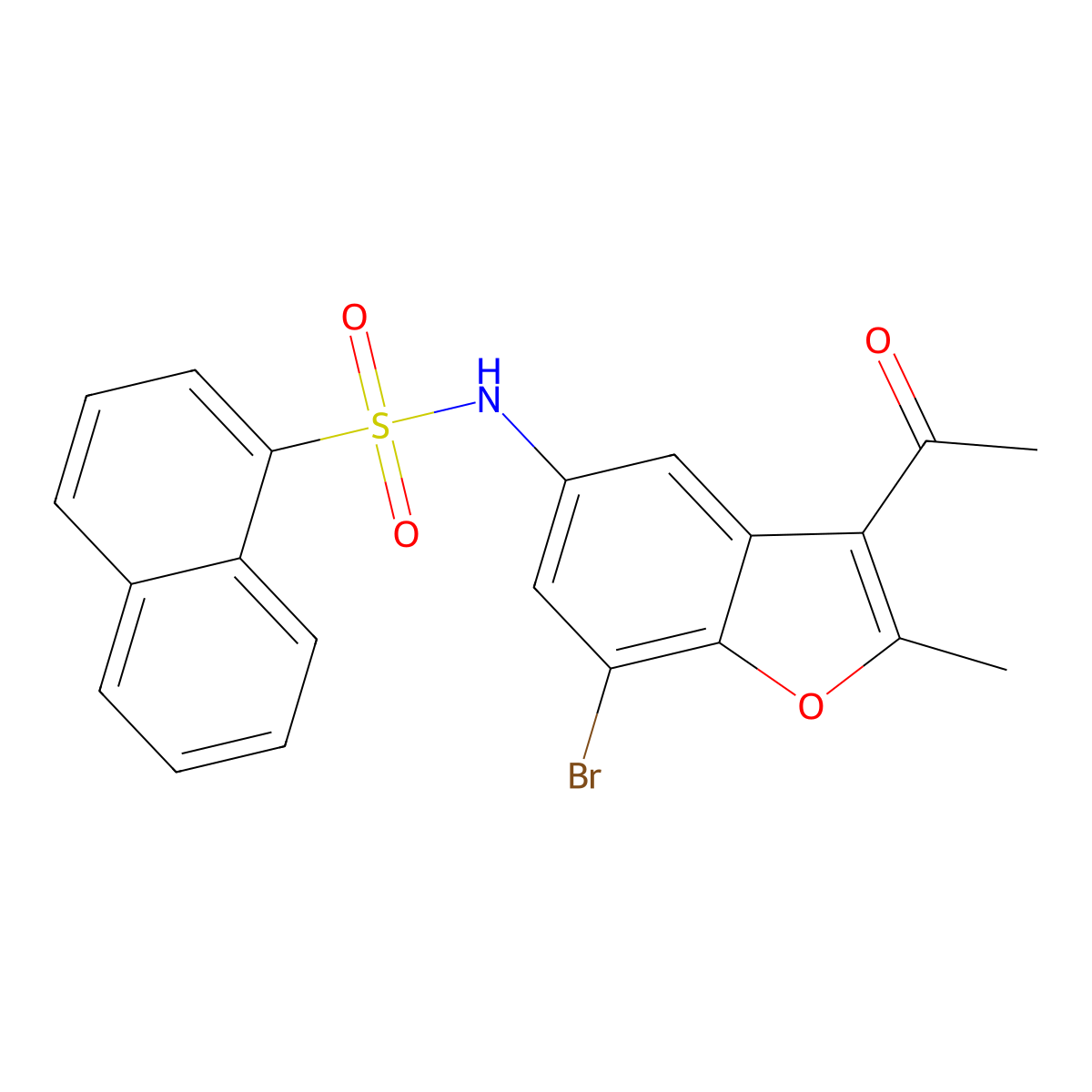 N-(3-acetyl-7-bromo-2-methyl-1-benzofuran-5-yl)naphthalene-1-sulfonamide molecular structure, CAS 694462-36-7
