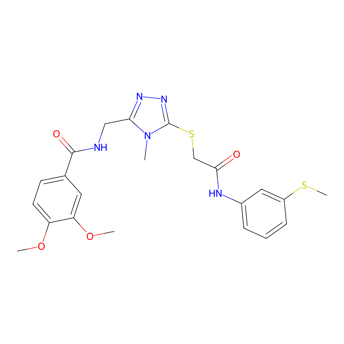 3,4-dimethoxy-N-[[4-methyl-5-[2-(3-methylsulfanylanilino)-2-oxoethyl]sulfanyl-1,2,4-triazol-3-yl]methyl]benzamide molecular structure, CAS 694462-44-7