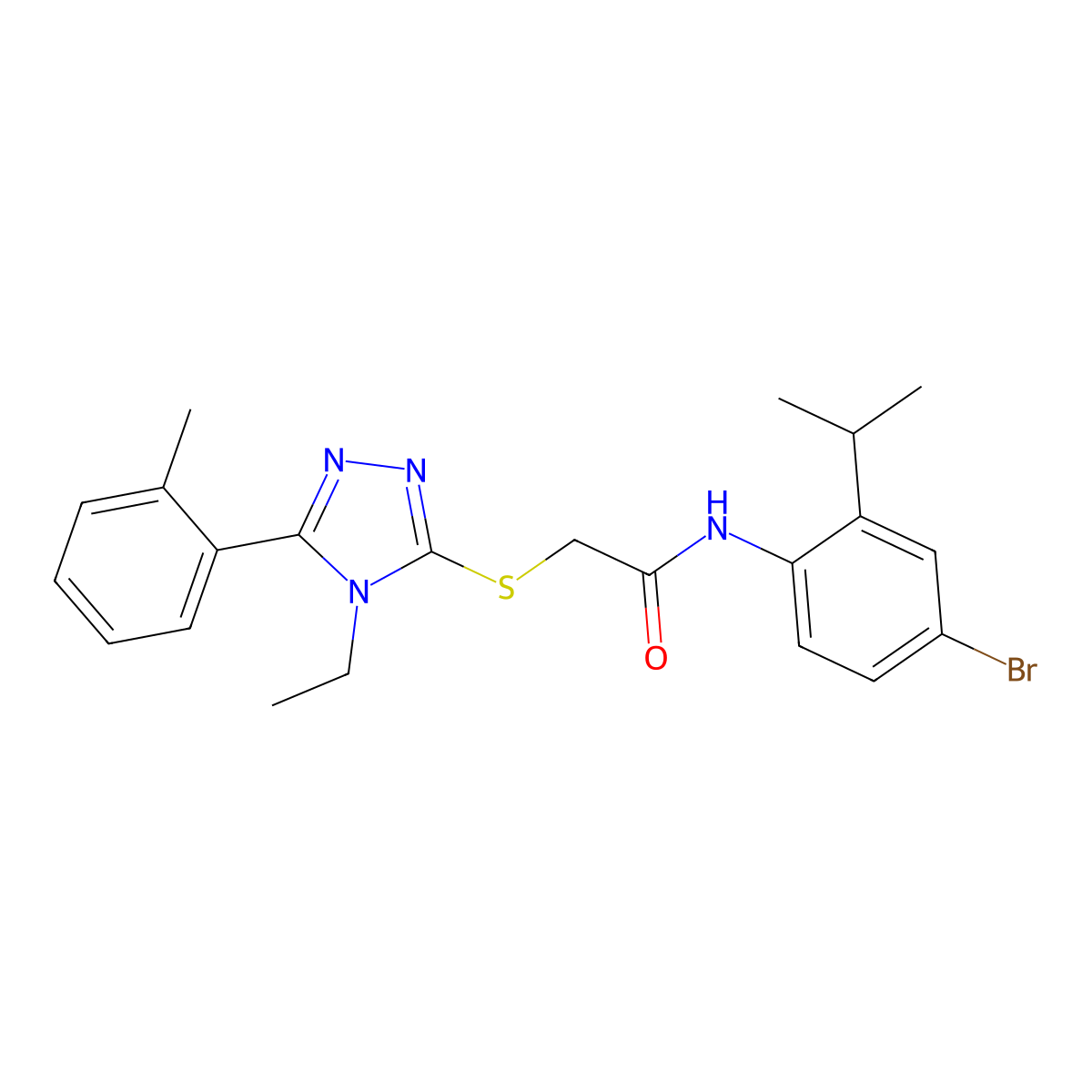 N-(4-bromo-2-propan-2-ylphenyl)-2-[[4-ethyl-5-(2-methylphenyl)-1,2,4-triazol-3-yl]sulfanyl]acetamide molecular structure, CAS 694462-55-0