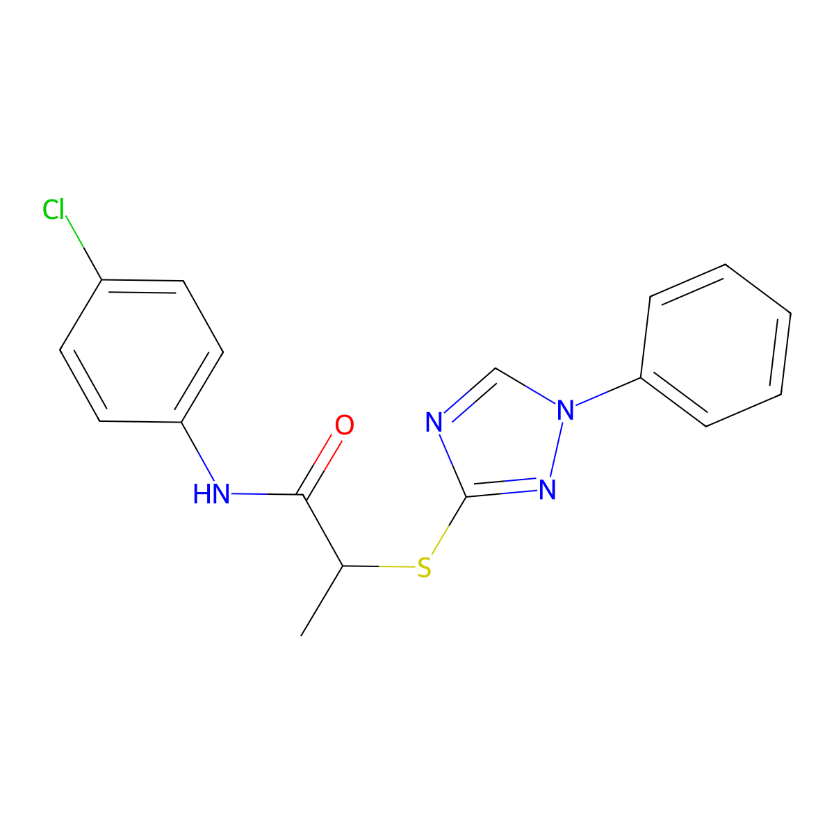 N-(4-chlorophenyl)-2-[(1-phenyl-1,2,4-triazol-3-yl)sulfanyl]propanamide molecular structure, CAS 694462-56-1