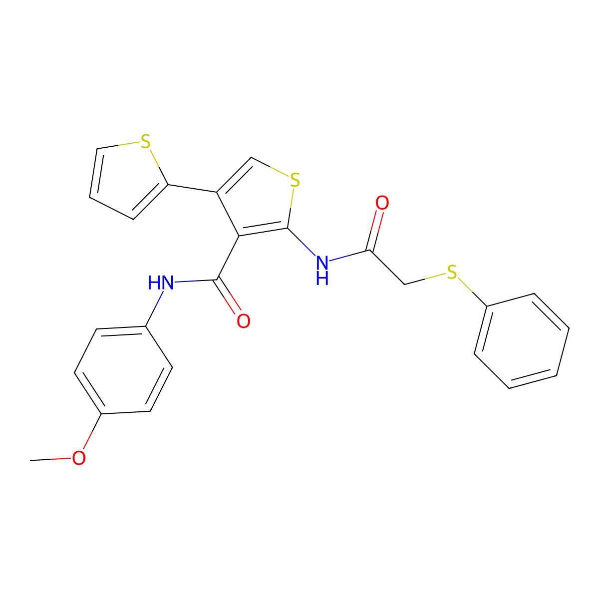 N-(4-methoxyphenyl)-2-[(2-phenylsulfanylacetyl)amino]-4-thiophen-2-ylthiophene-3-carboxamide molecular structure, CAS 694462-58-3