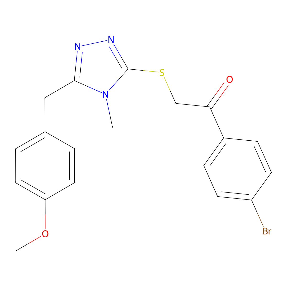 1-(4-Bromophenyl)-2-[[5-[(4-methoxyphenyl)methyl]-4-methyl-1,2,4-triazol-3-yl]sulfanyl]ethanone molecular structure, CAS 694462-60-7