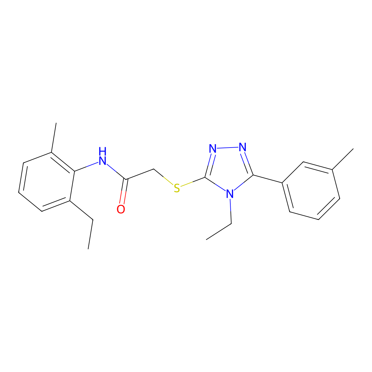 N-(2-ethyl-6-methylphenyl)-2-[[4-ethyl-5-(3-methylphenyl)-1,2,4-triazol-3-yl]sulfanyl]acetamide molecular structure, CAS 694462-68-5
